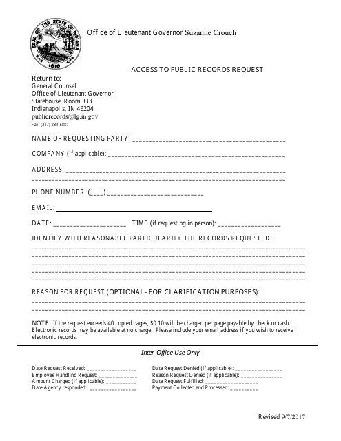 Access to Public Records Request - Indiana Download Pdf