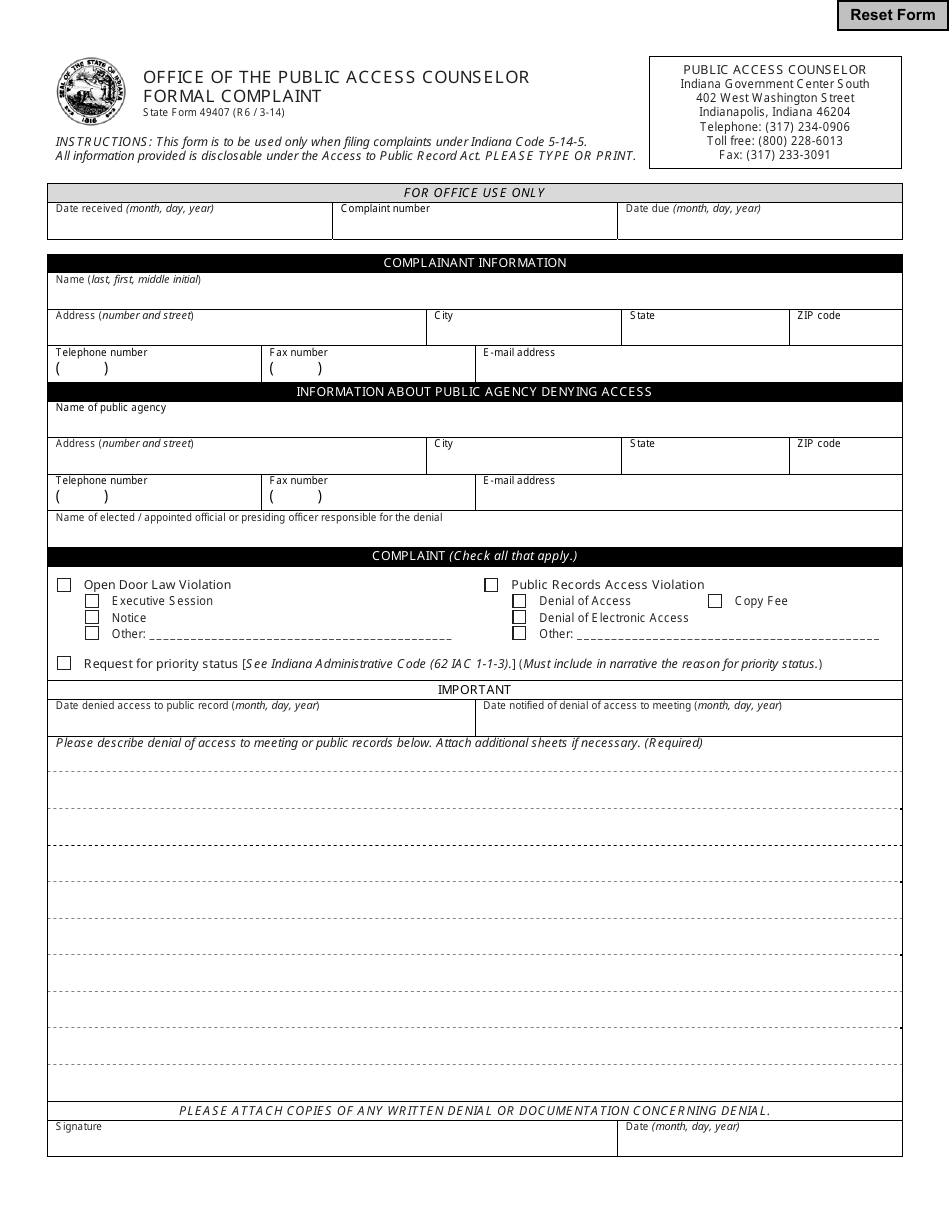 State Form 49407 Fill Out Sign Online and Download Fillable PDF