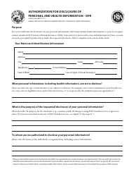 State Form 54621 Authorization for Disclosure of Personal and Health Information - Indiana