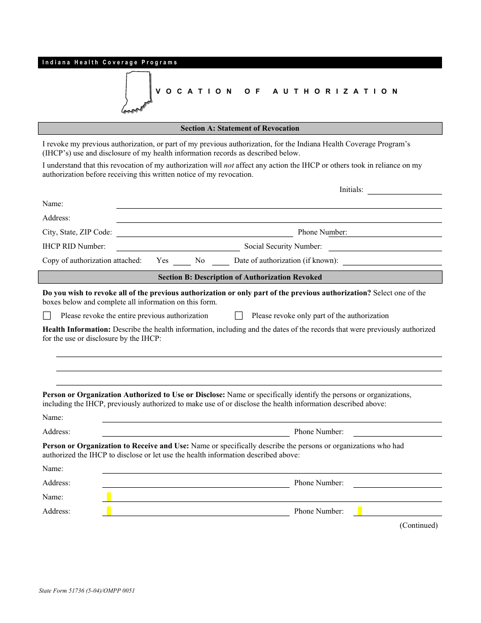 State Form 51736 (ompp0051) Download Printable Pdf Or Fill Online 