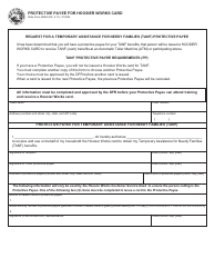 State Form 49884 &quot;Protective Payee for Hoosier Works Card&quot; - Indiana