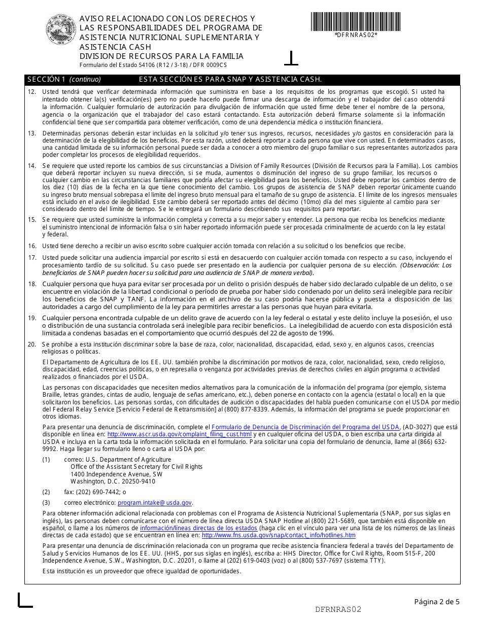Formulario del Estado 53622 (DFR2512S) Solicitud Para Snap Y Asistencia Cash - Indiana (Spanish), Page 7