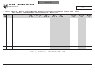 Document preview: State Form 53665 Position Data Change Worksheet - Indiana