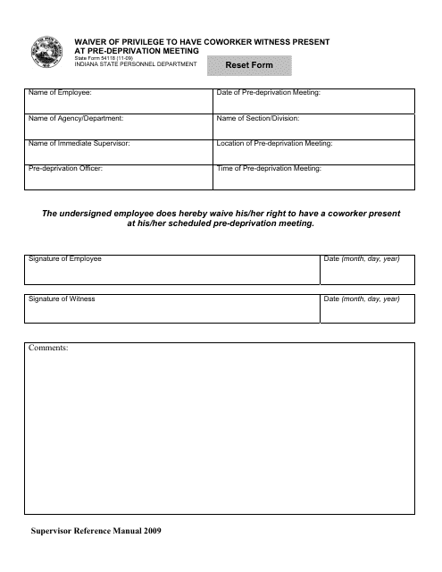 State Form 54118  Printable Pdf