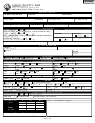 State Form 44874 Request for Print Service - Indiana