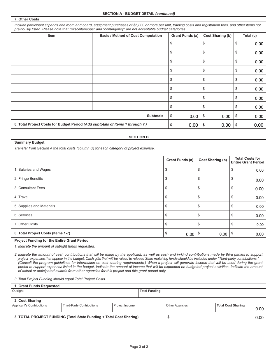 State Form 54237 Grant Budget - Indiana, Page 3