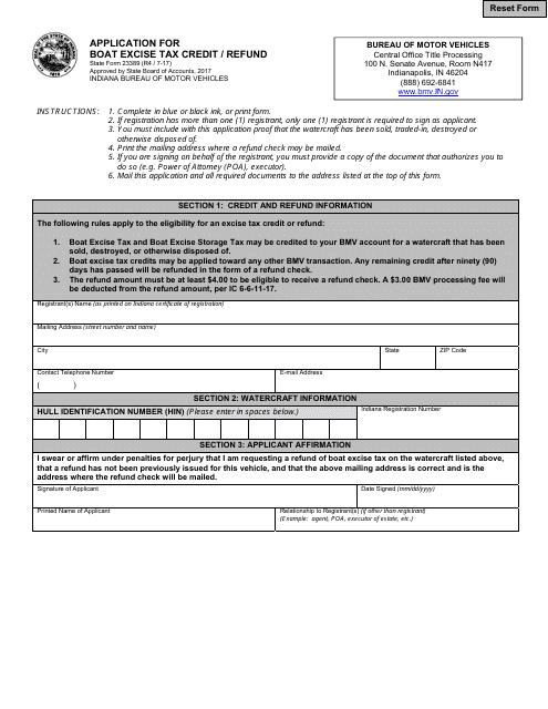 State Form 23389  Printable Pdf