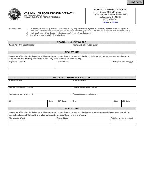 State Form 13637  Printable Pdf
