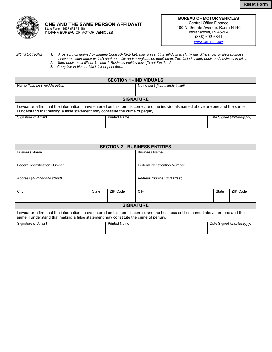 State Form 13637 - Fill Out, Sign Online and Download Fillable PDF ...