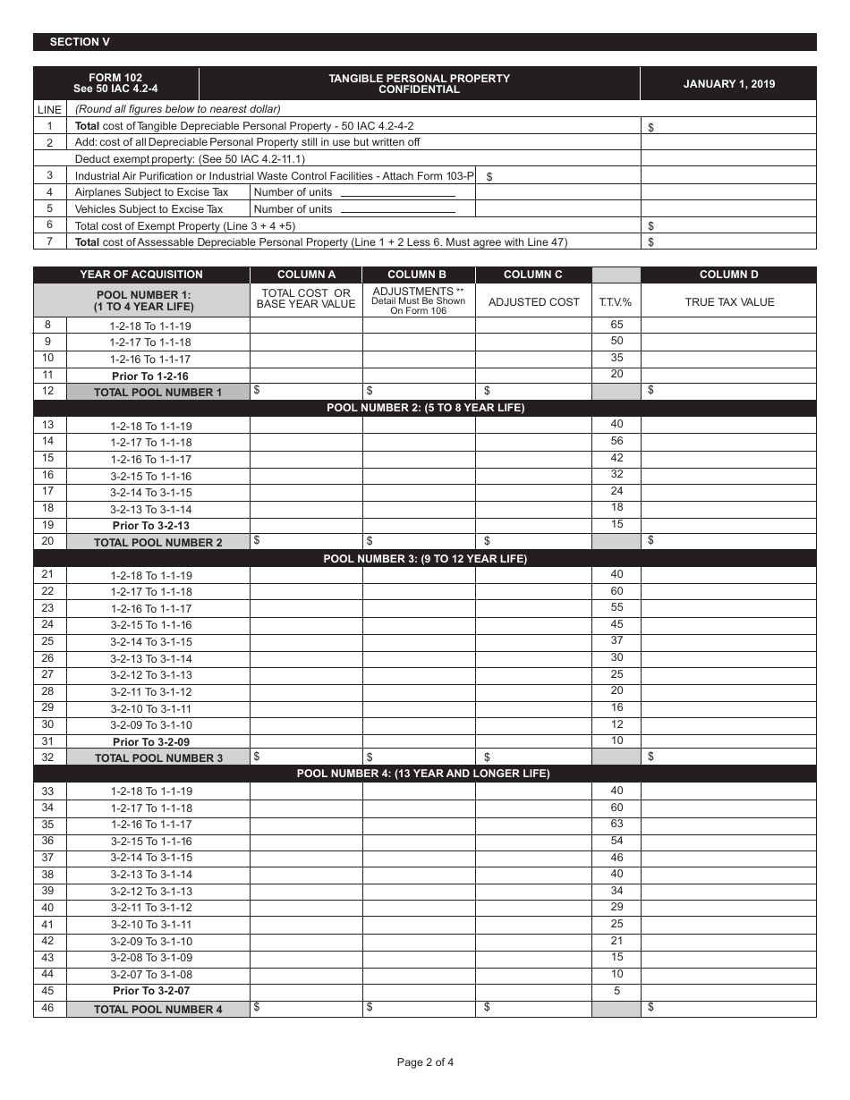 State Form 50006 (102) Farmers Tangible Personal Property Assessment Return - Indiana, Page 2