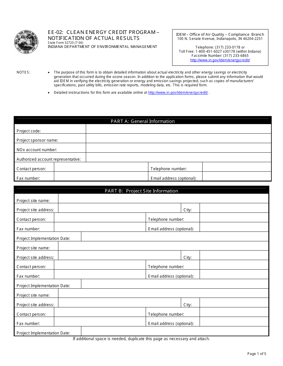 Form EE02 (State Form 52720) Fill Out, Sign Online and Download