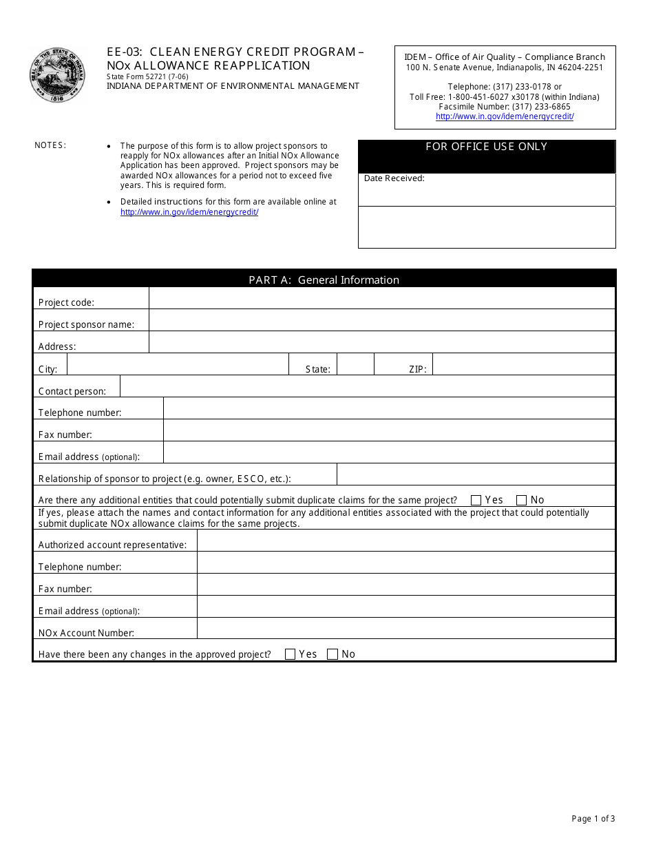 Form EE03 (State Form 52721) Fill Out, Sign Online and Download