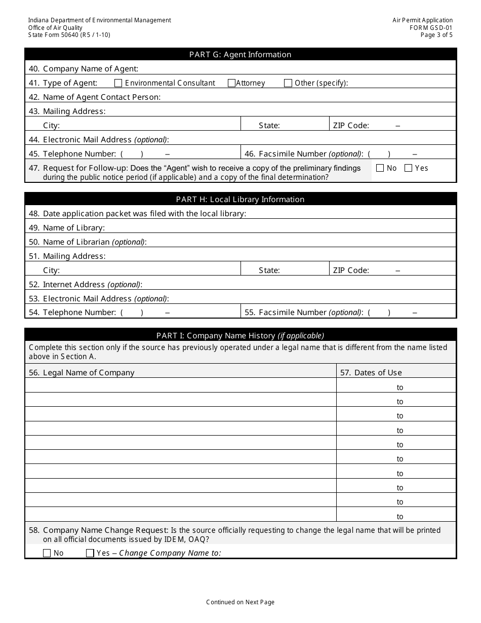 State Form 50640 Oaq General Source Data Application Gsd-01: Basic Source Level Information - Indiana, Page 3