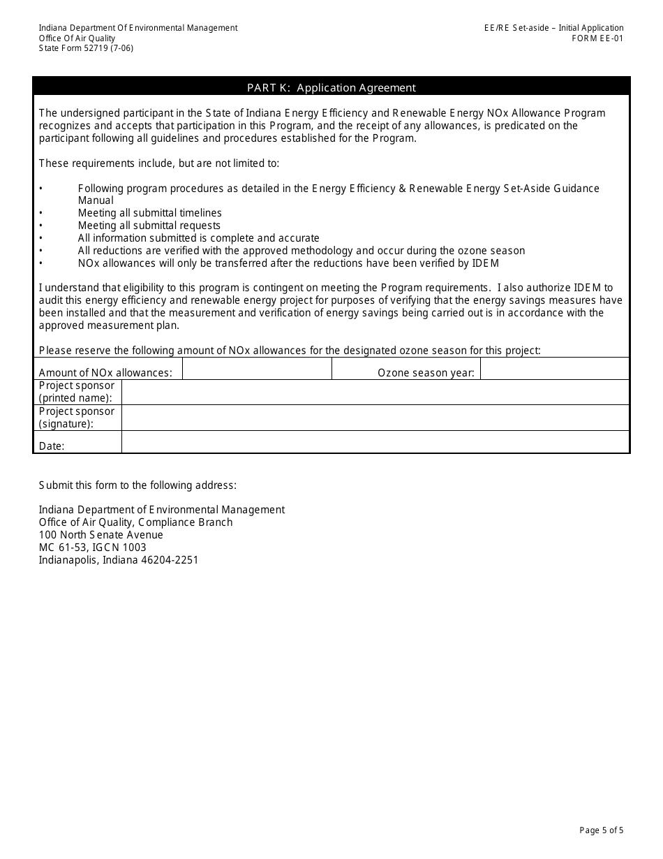 State Form 52719 Ee-01: Clean Energy Credit Program - Initial Nox Allowance Request - Indiana, Page 5