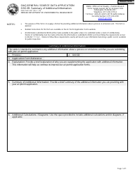 Form GSD-09 (State Form 51611) &quot;General Source Data - Summary of Additional Information&quot; - Indiana