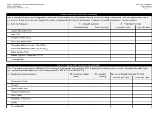 Form GSD-07 (State Form 51602) General Source Data - Criteria Pollutant Emissions Summary - Indiana, Page 2