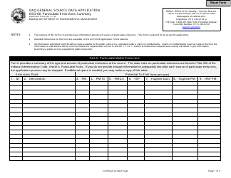 Form GSD-06 (State Form 51612) General Source Data - Particulate Emissions - Indiana