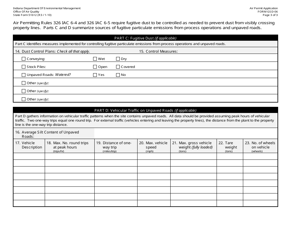 Form GSD-06 (State Form 51612) General Source Data - Particulate Emissions - Indiana, Page 3