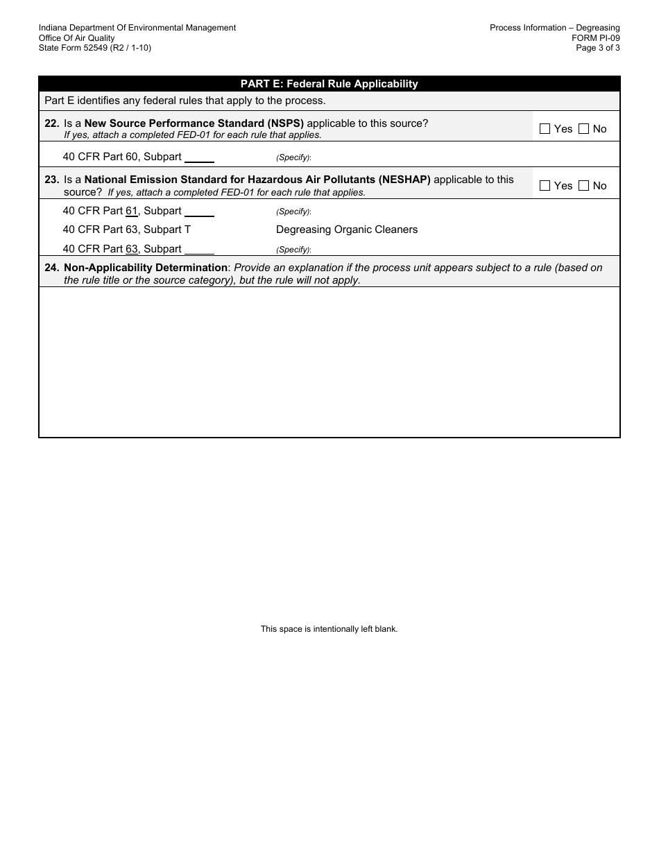 State Form 52549 (PI-09) Oaq Process Information Application - Degreasing Operations - Indiana, Page 3