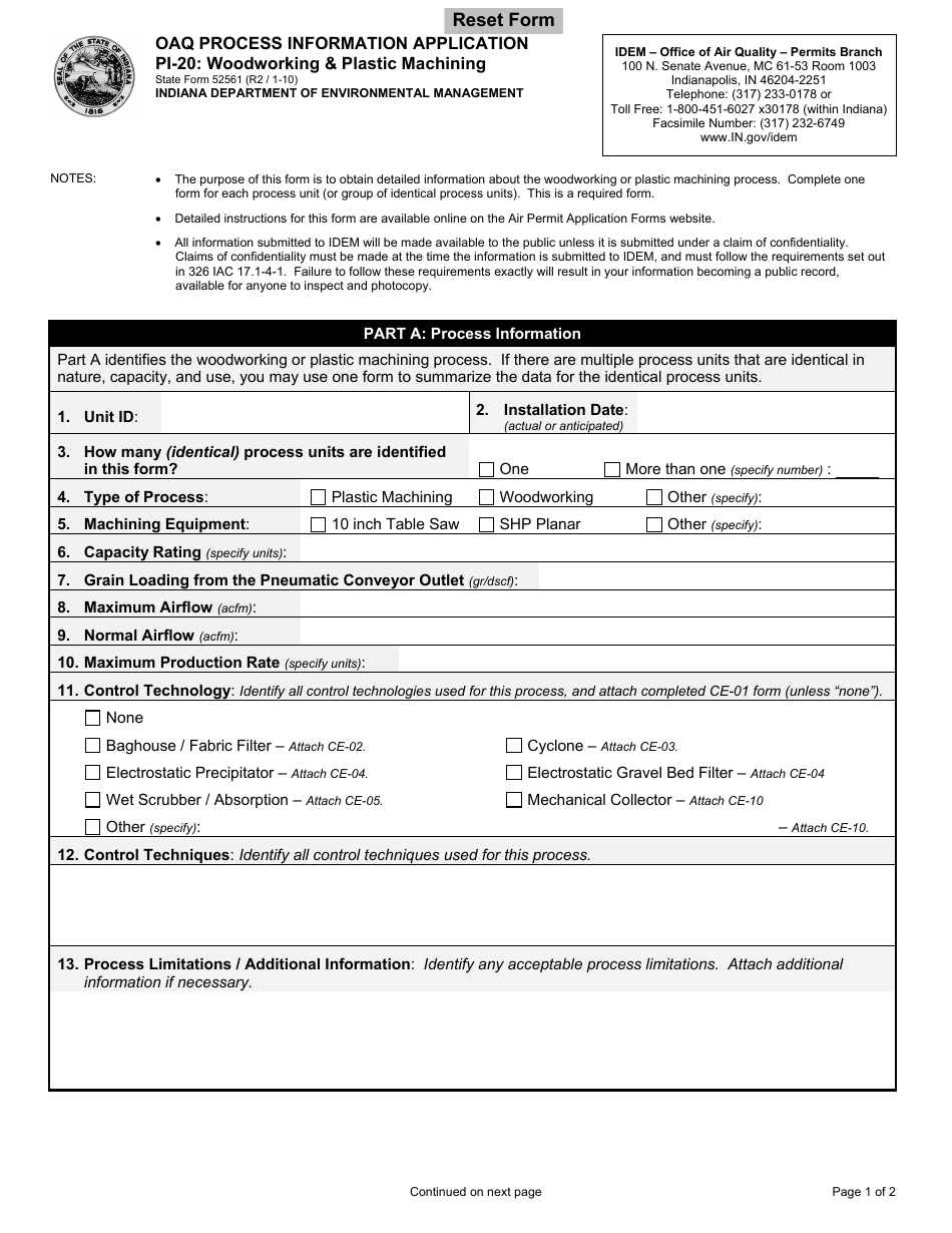 State Form 52561 (PI-20) - Fill Out, Sign Online and Download Fillable ...