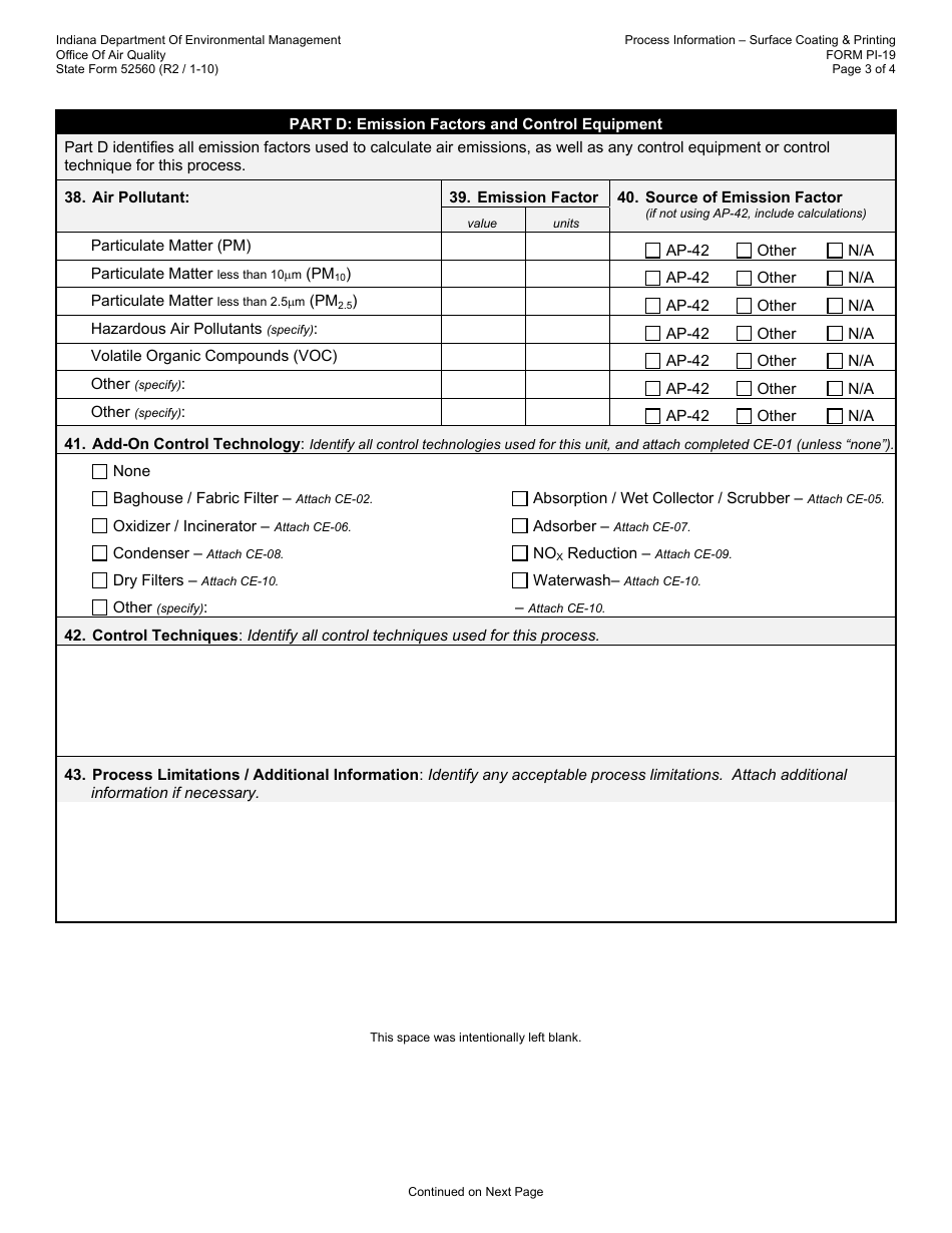 State Form 52560 (PI-19) Oaq Process Information Application - Surface Coating  Printing Operations - Indiana, Page 3
