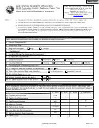 State Form 51953 (CE-02) Oaq Control Equipment Application - Particulate Control - Baghouse/Fabric Filter - Indiana