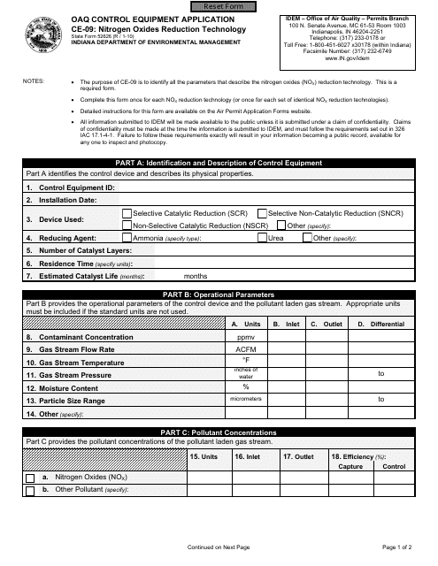 State Form 52626 (CE-09)  Printable Pdf