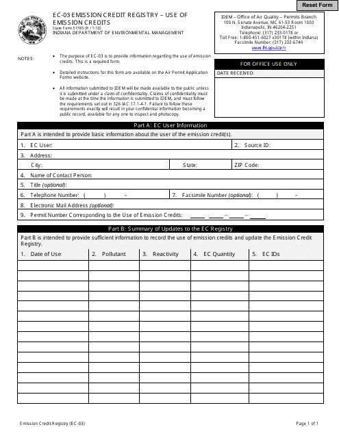 State Form 51785 (EC-03)  Printable Pdf