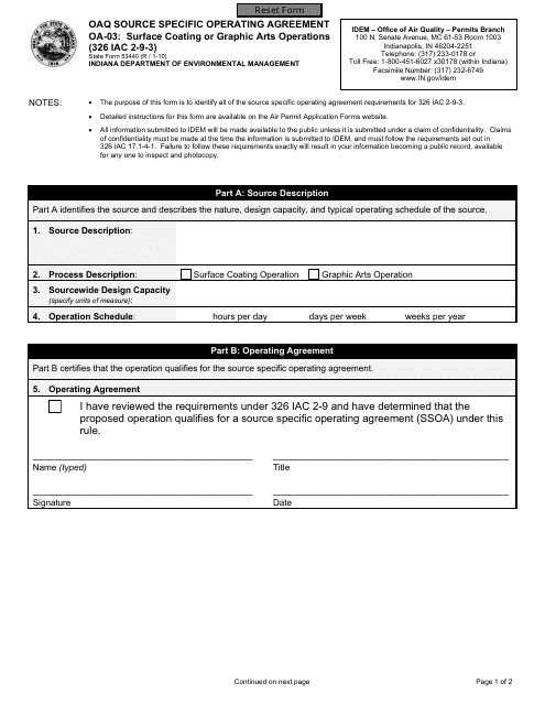 State Form 53440 (OA-03)  Printable Pdf