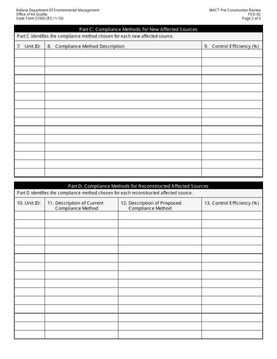 State Form 51905 (FED-02) Oaq Federal Rule Incorporation Application - Mact Pre-construction Review - Indiana, Page 2