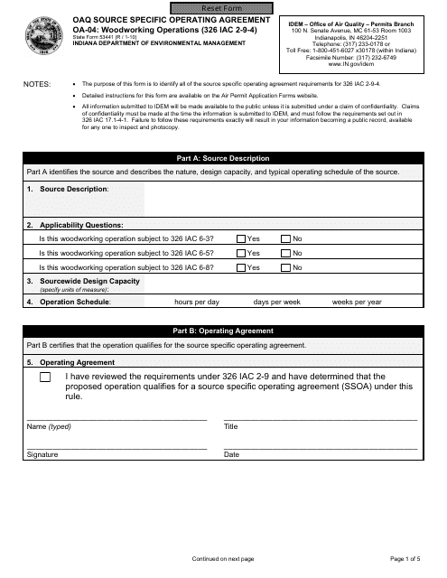 State Form 53441 (OA-04)  Printable Pdf