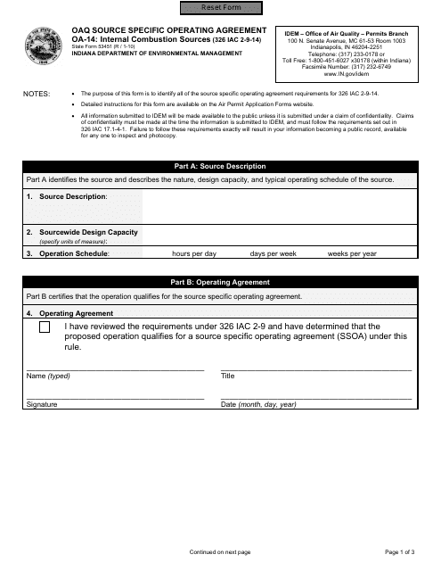 State Form 53451 (OA-14)  Printable Pdf