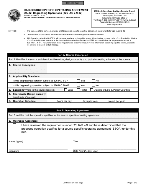 State Form 53449 (OA-12)  Printable Pdf