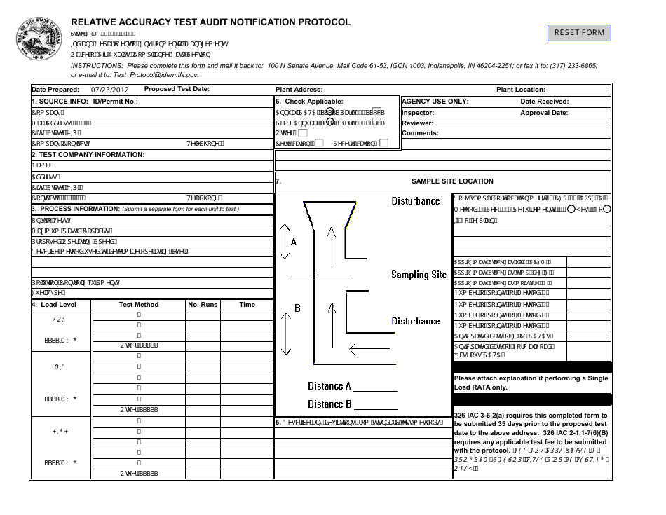 State Form 55059 Relative Accuracy Test Audit Notification Protocol - Indiana, Page 1