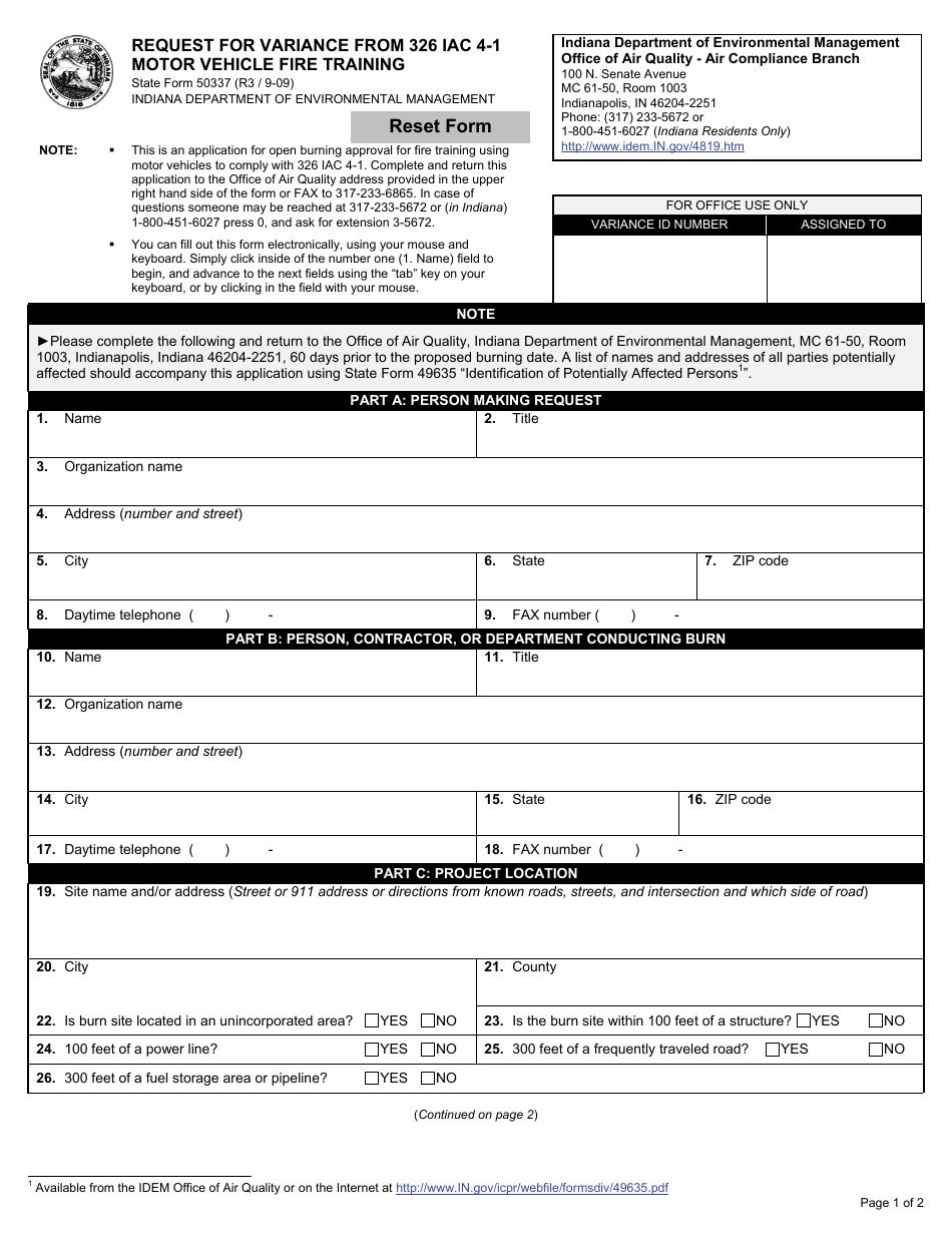 State Form 50337 - Fill Out, Sign Online and Download Fillable PDF ...