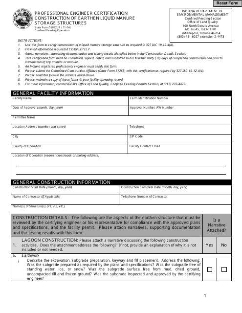 State Form 55052  Printable Pdf