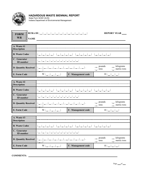 State Form 52391 (WR)  Printable Pdf