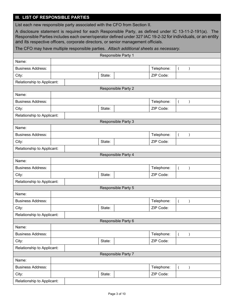 State Form 49832 Confined Feeding Operation Request for Approval Transfer - Indiana, Page 3