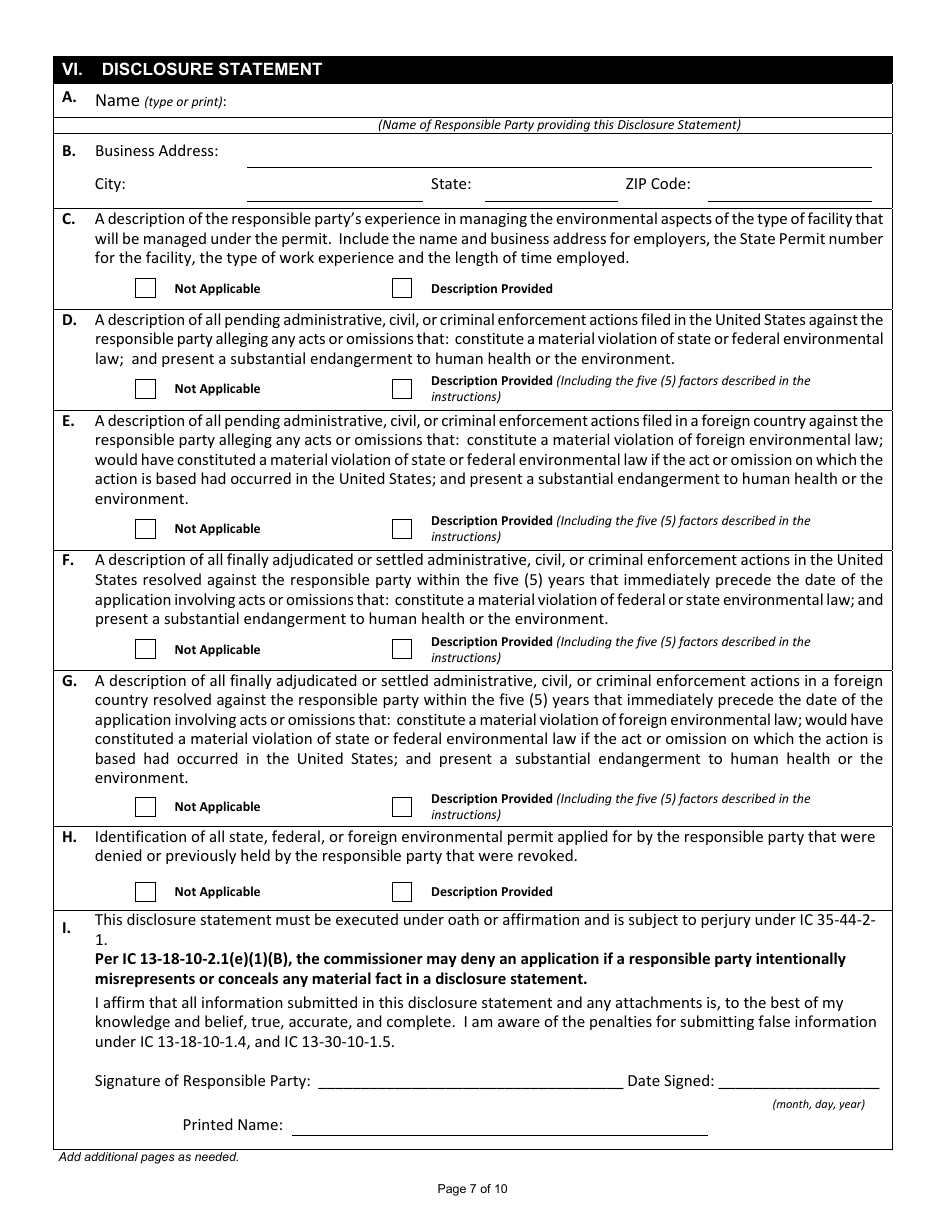 State Form 49832 Confined Feeding Operation Request for Approval Transfer - Indiana, Page 7