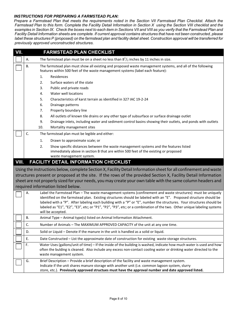 State Form 49832 Confined Feeding Operation Request for Approval Transfer - Indiana, Page 8