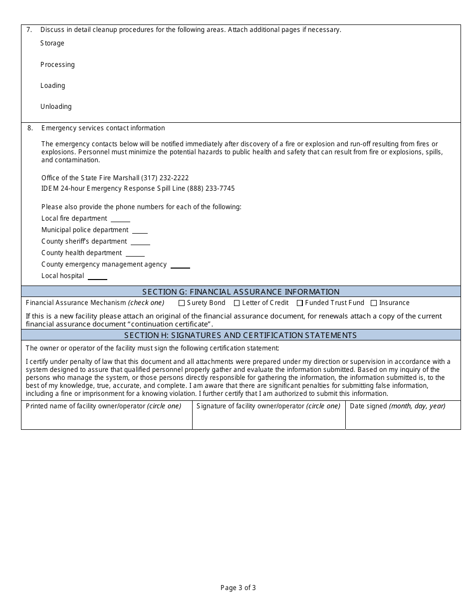 State Form 54138 Registration for Indiana Electronic Waste Storage and Processing Facility - Indiana, Page 3