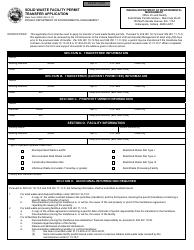 Document preview: State Form 50393 Solid Waste Facility Permit Transfer Application - Indiana
