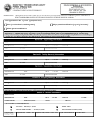 State Form 50392 Solid Waste Processing Facility Permit Application - Indiana
