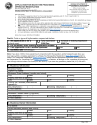 State Form 47221 Application for Waste Tire Processing Operation Registration - Indiana
