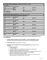 State Form 47221 Application for Waste Tire Processing Operation Registration - Indiana, Page 2