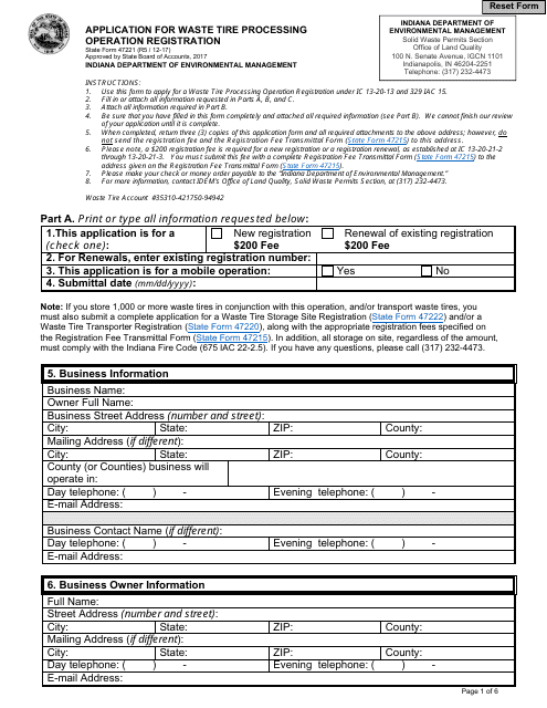 State Form 47221  Printable Pdf