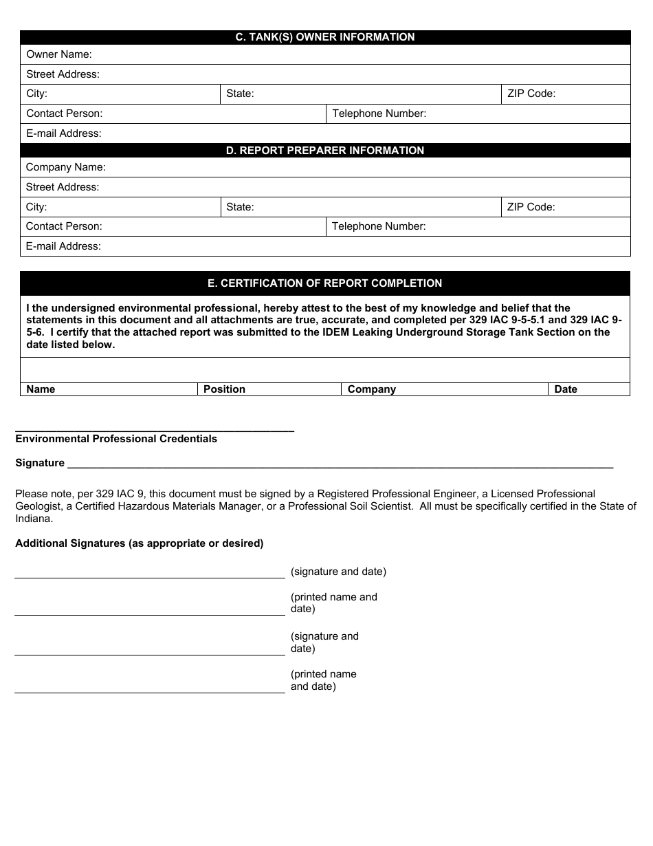 State Form 55439 Initial Site Characterization (Isc) Report Cover Sheet  Report Format - Indiana, Page 2