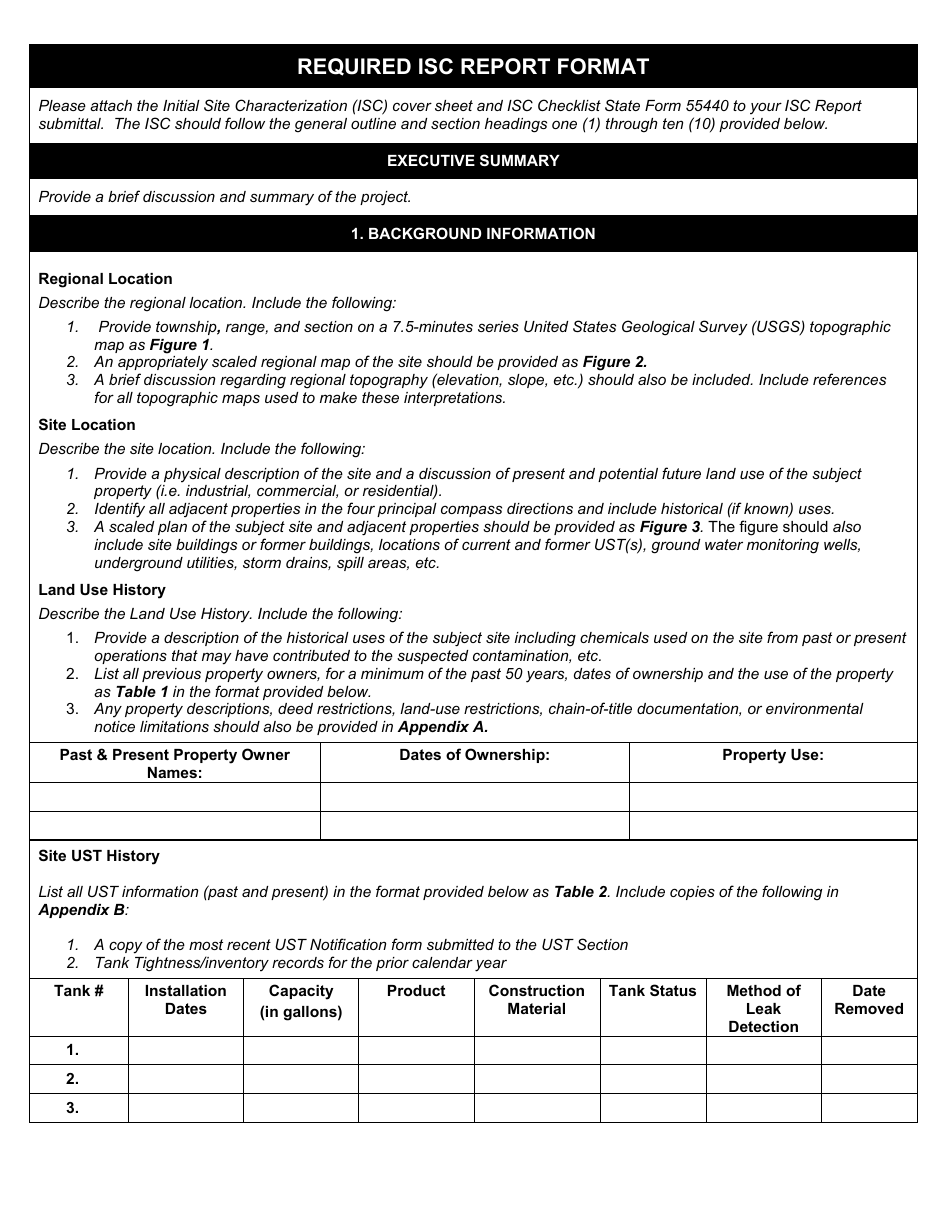 State Form 55439 Initial Site Characterization (Isc) Report Cover Sheet  Report Format - Indiana, Page 3