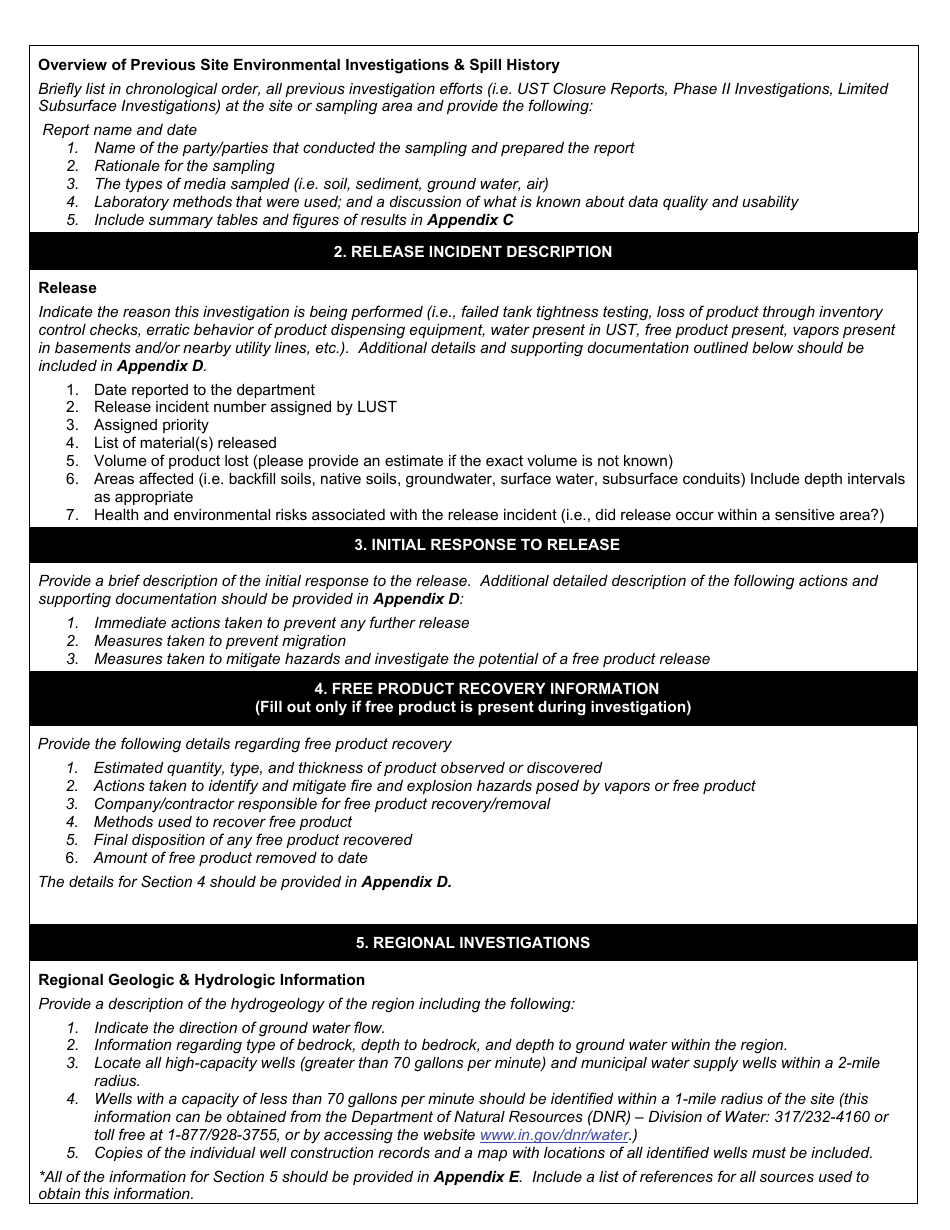 State Form 55439 Initial Site Characterization (Isc) Report Cover Sheet  Report Format - Indiana, Page 4