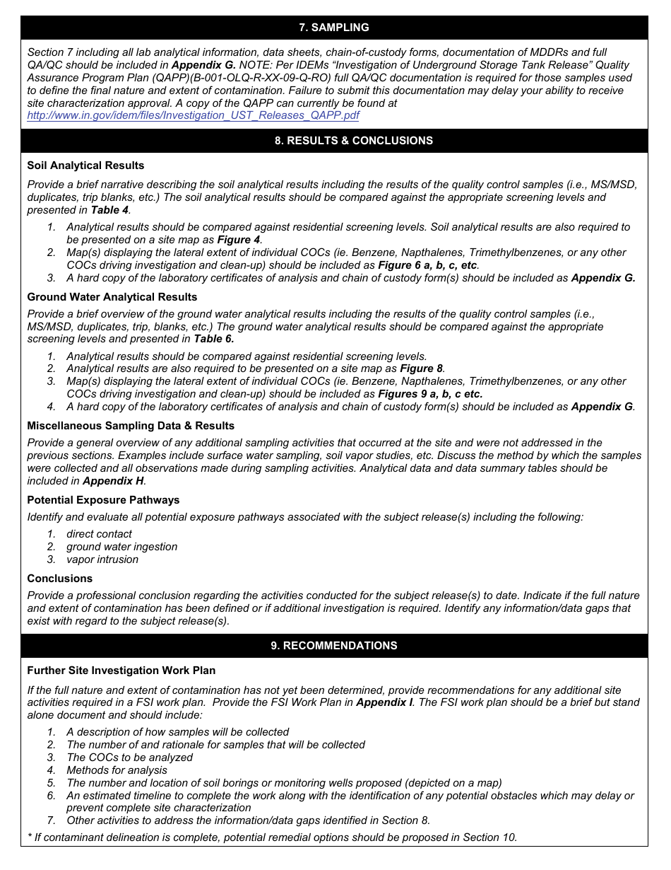 State Form 55439 Initial Site Characterization (Isc) Report Cover Sheet  Report Format - Indiana, Page 6